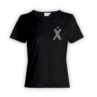 Женская прикольная футболка с маленьким принтом "буква Х*Й"